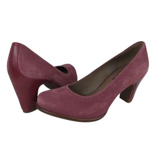 Ecco Sleek Pump Bordeaux Purple Suede With Leater Accenta Size 35